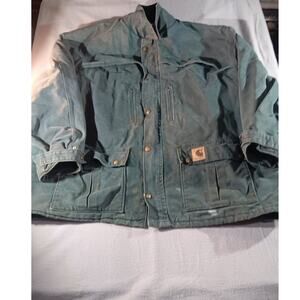 Vintage Carhartt Union Made USA Green Duck Work Jacket 4XL Blanket Lined